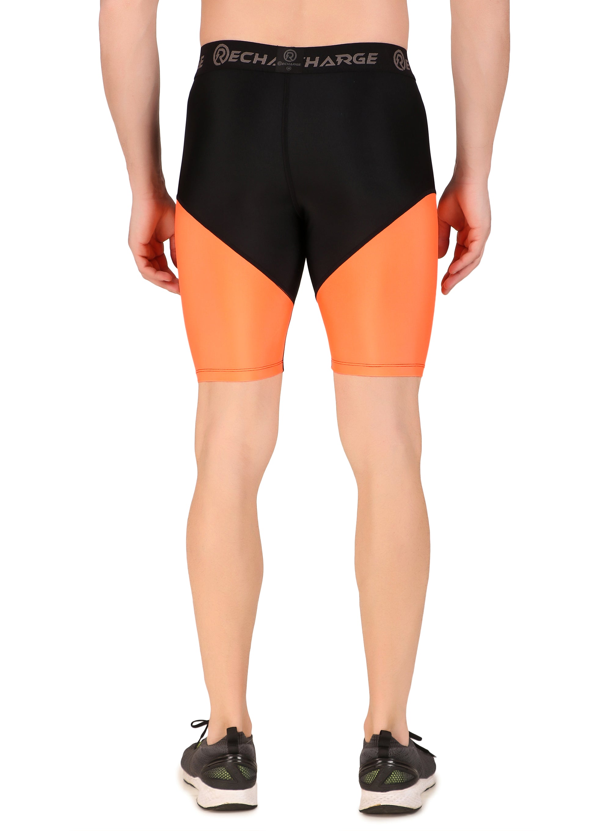Men's DC Polyester Compression Shorts (Black/Orange)