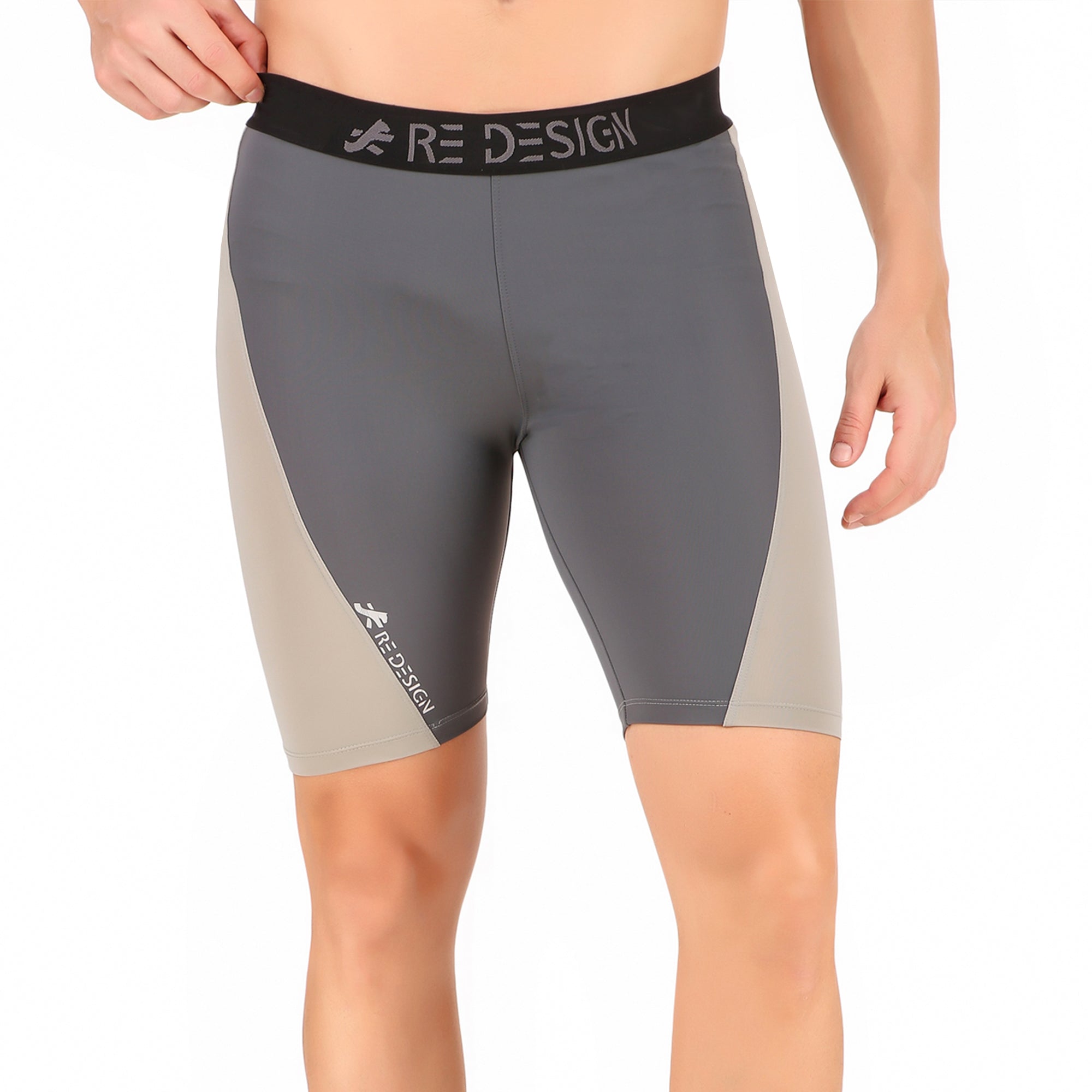 Nylon Compression Shorts and Half Tights For Men (DARK GREY/LIGHT GREY