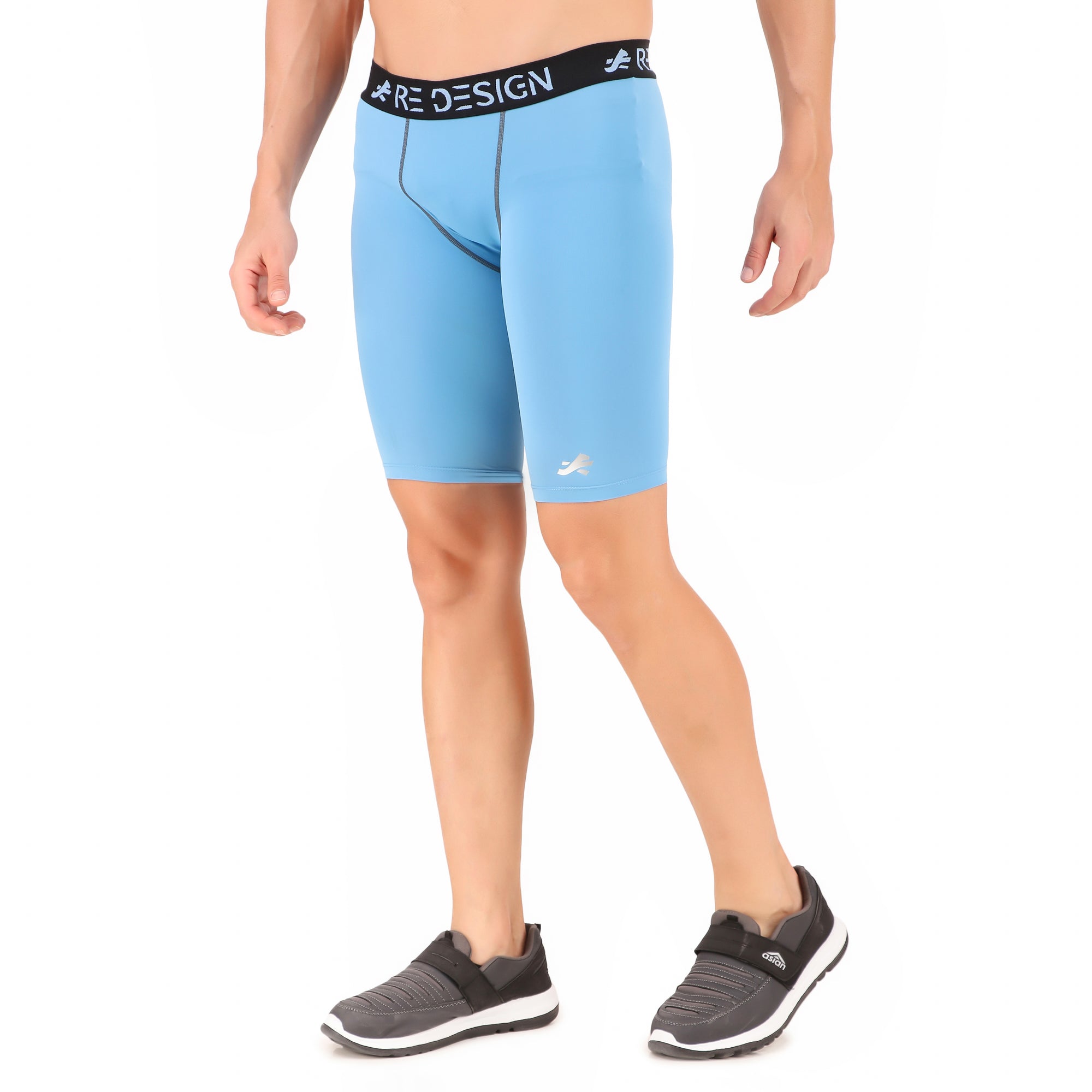 Nylon Compression Shorts and Half Tights For Men (Sky Blue