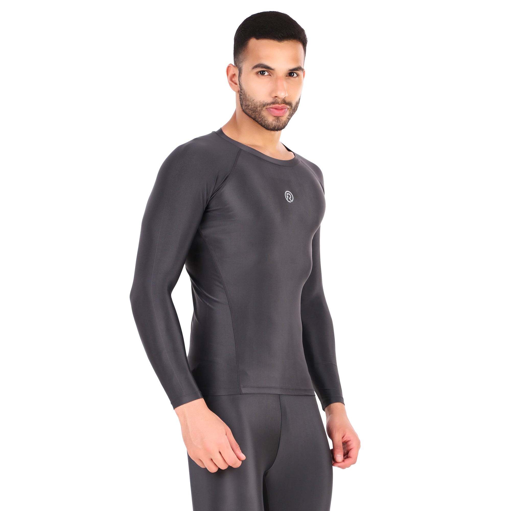 Recharge Polyester Compression Top Full Sleeve (Dark Grey)