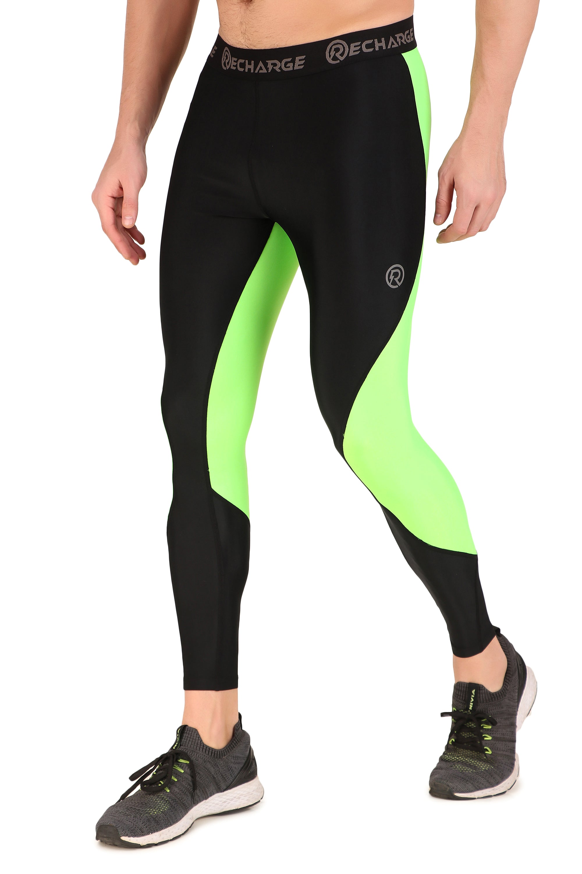 Recharge DC Polyester Compression Pant (Neon Green) โ ReDesign Sports