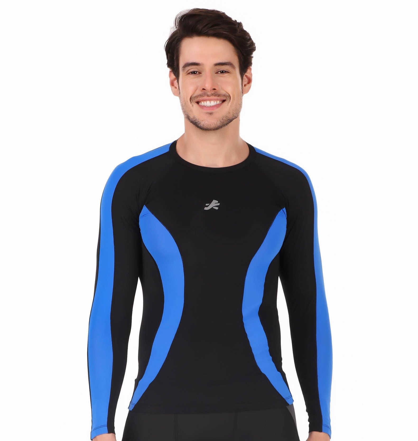 ReDesign Nylon Compression Top Full Sleeve (BLACK/ROYAL BLUE)