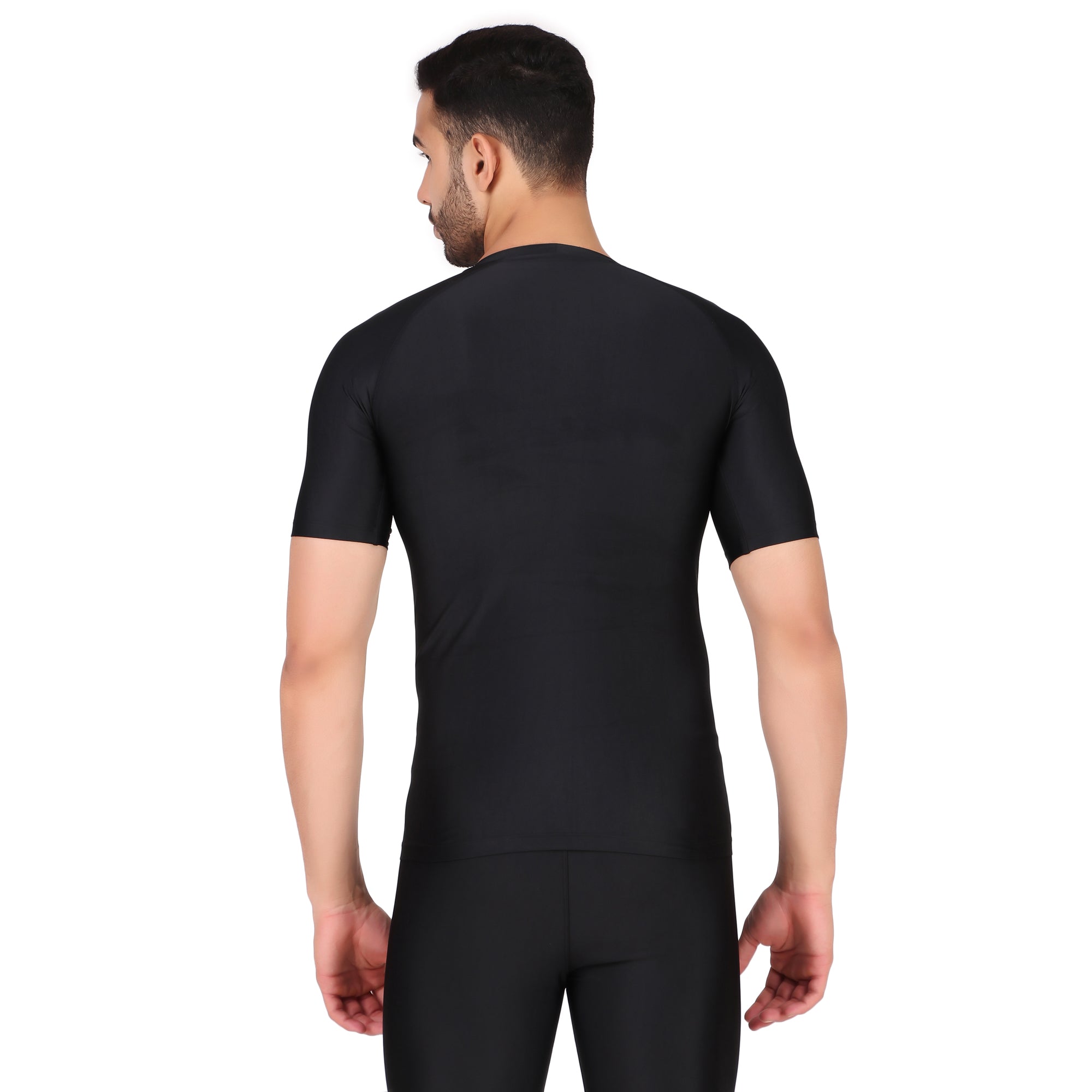 Recharge Polyester Compression Top Half Sleeve (Black)