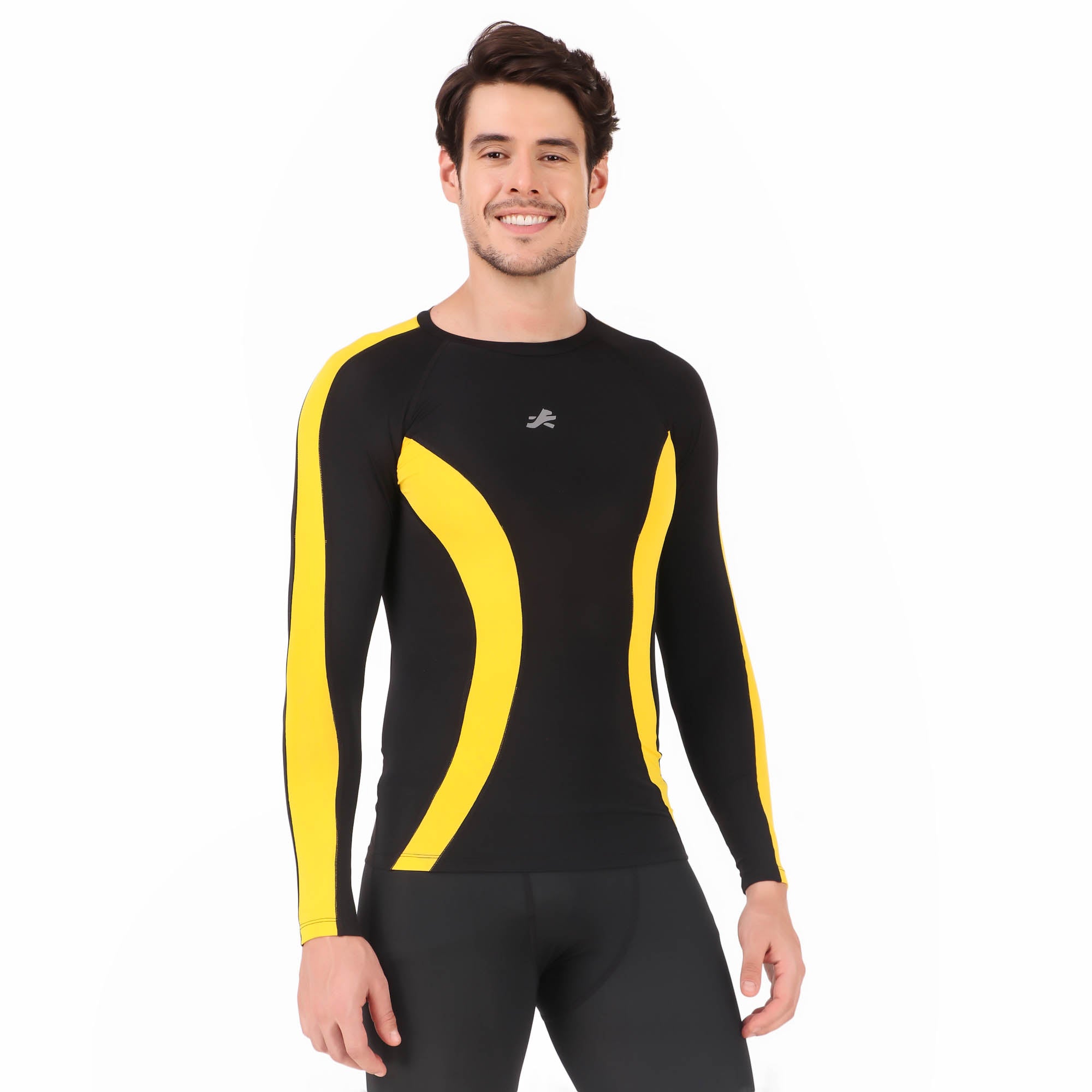 ReDesign Nylon Compression Top Full Sleeve (BLACK/YELLOW)