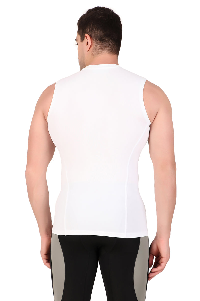 Nylon Compression Tshirt Full Sleeve Tights For Men (White)