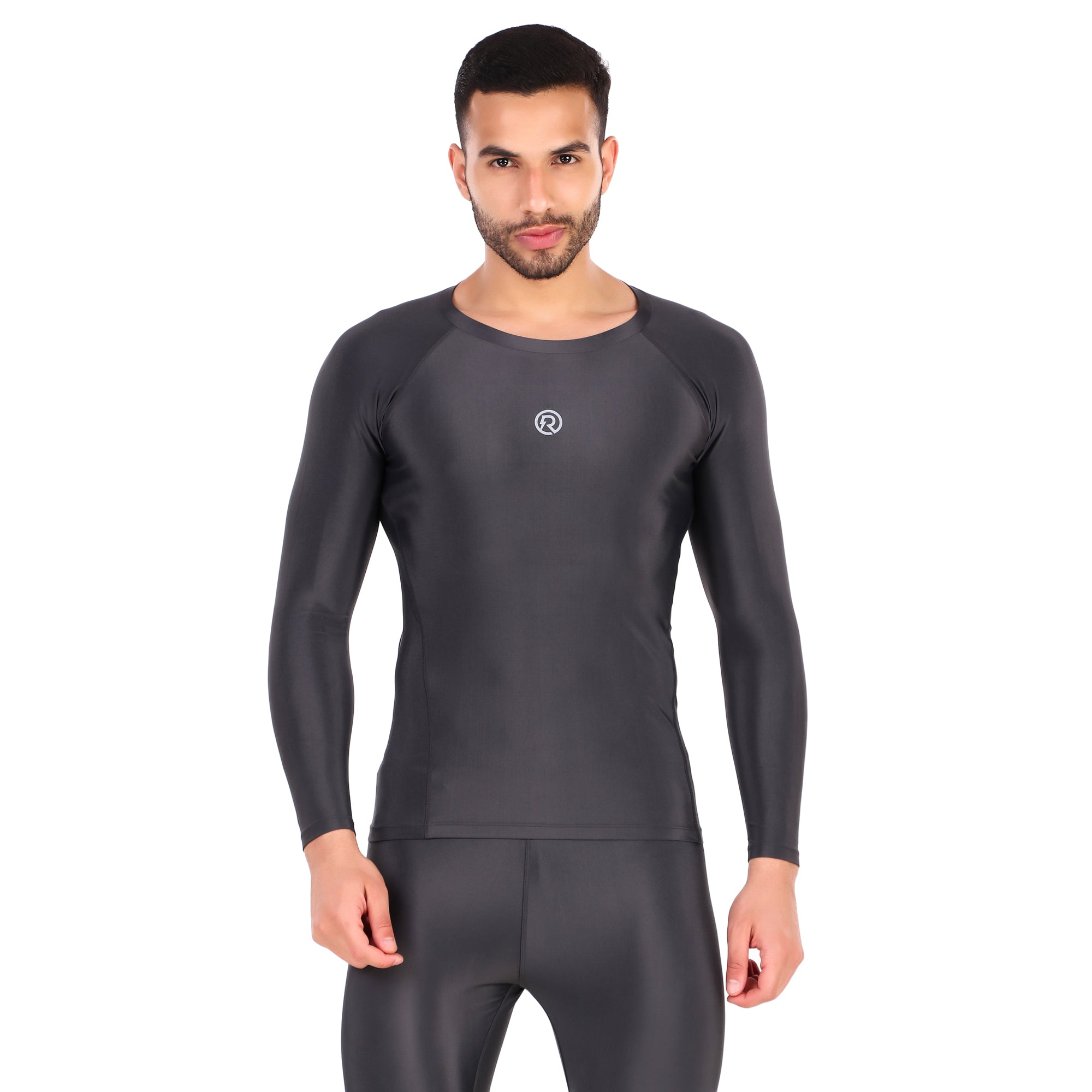 Recharge Polyester Compression Top Full Sleeve (Dark Grey)