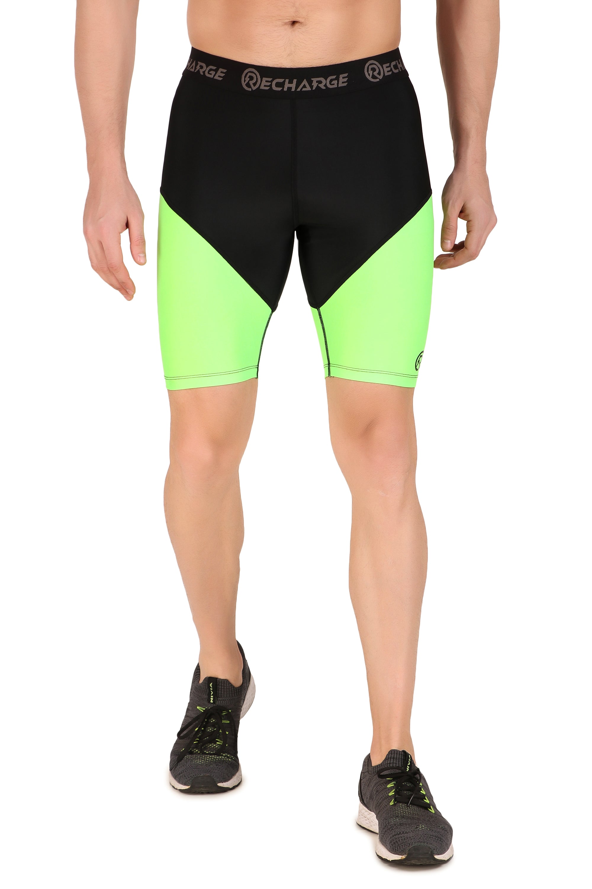 Men's DC Polyester Compression Shorts (Black/Neon Green)