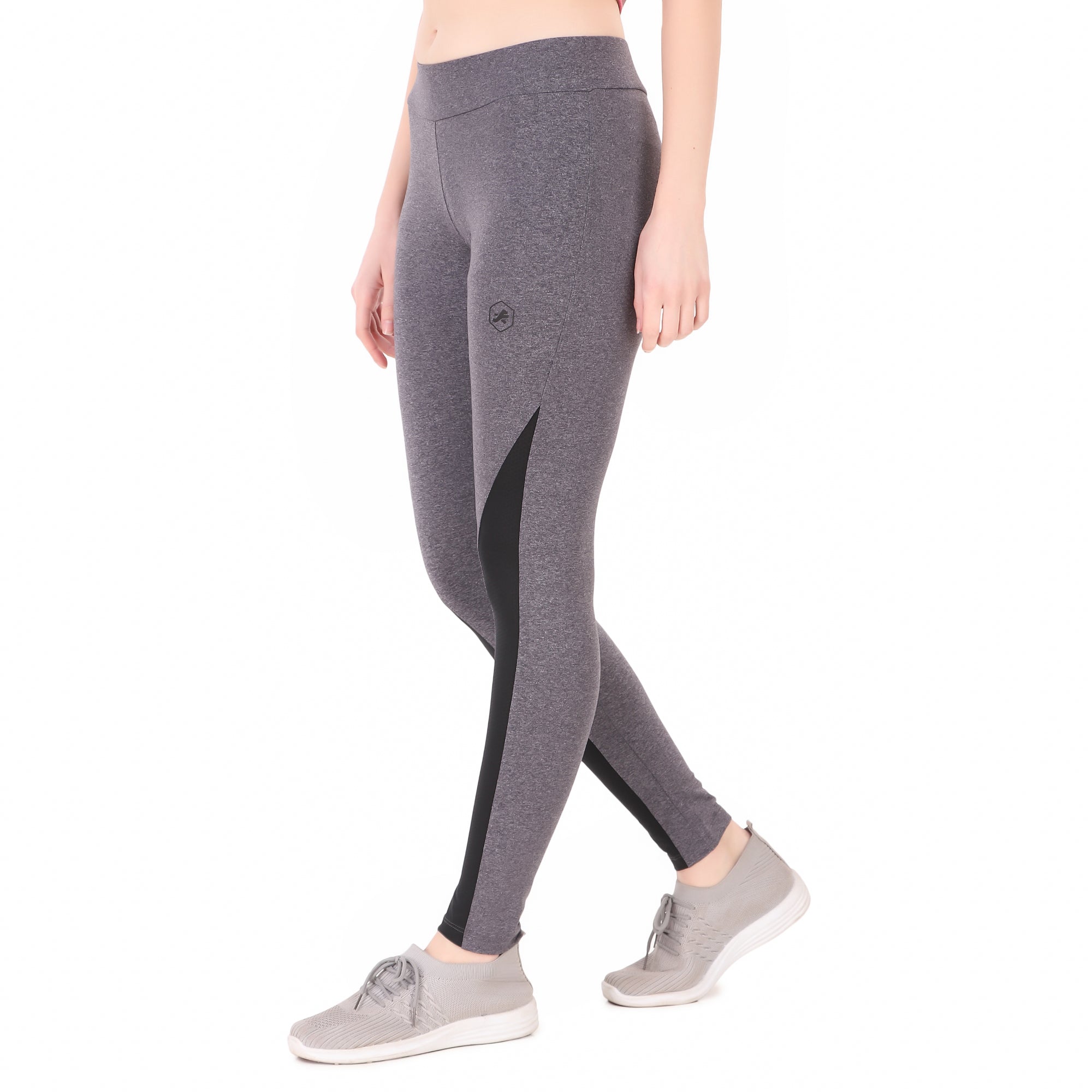 Womens Leggings Seamless Leggings Grey Color-block Legging/Tights