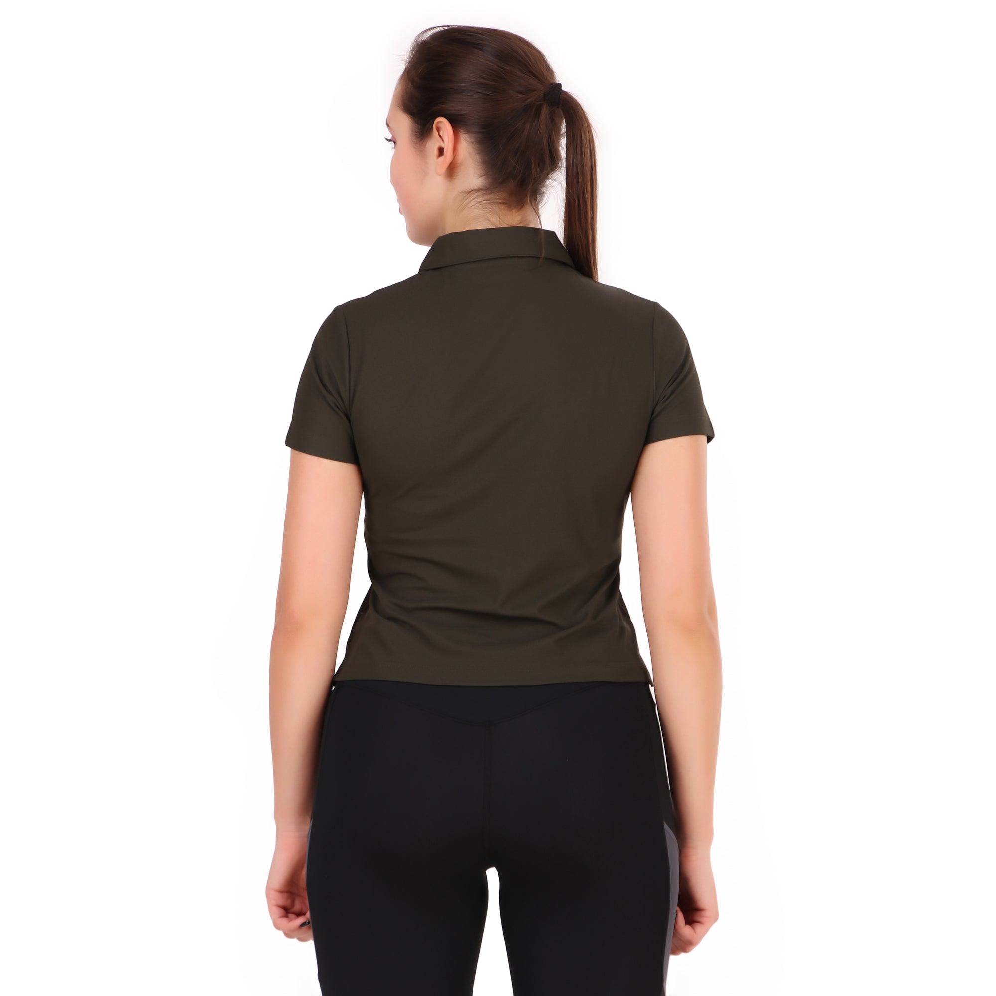 Activewear Polo Crop Top For Women (Olive)