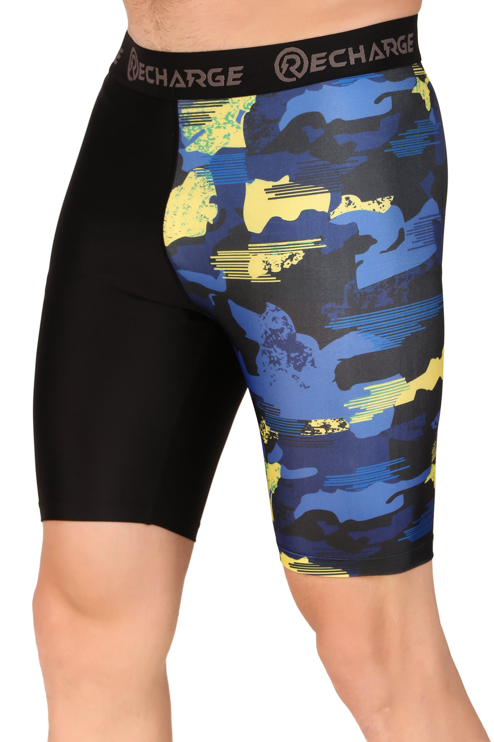 Men's Polyester Pocket Compression Shorts (1L Blue Camo