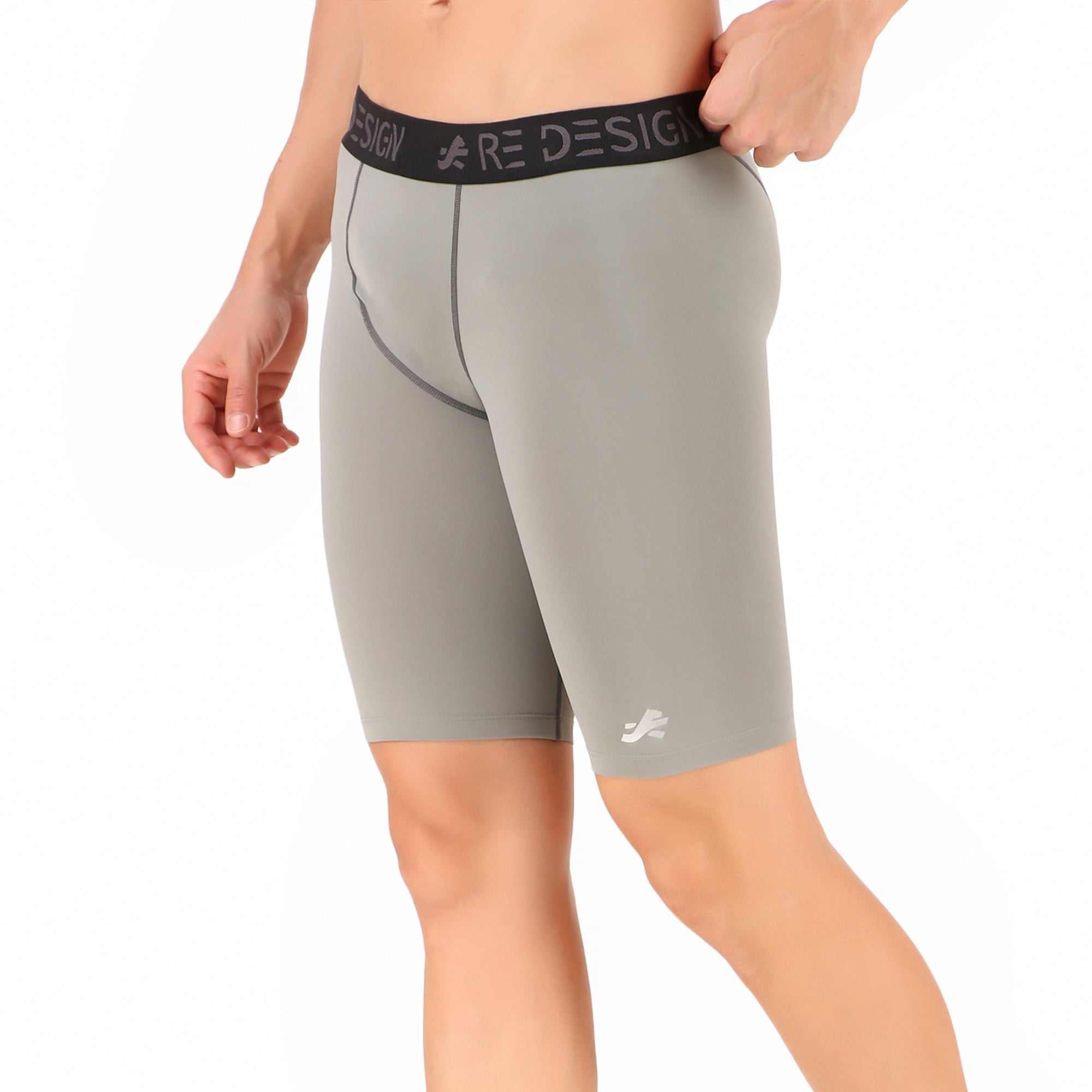 Nylon Compression Shorts and Half Tights For Men (Light Grey