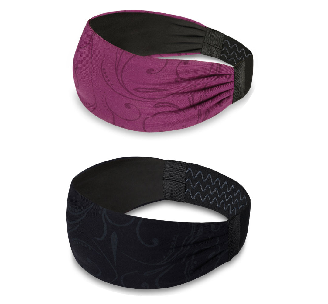 Sports Headband For Men and Women (Black/Burgandy Pattern)