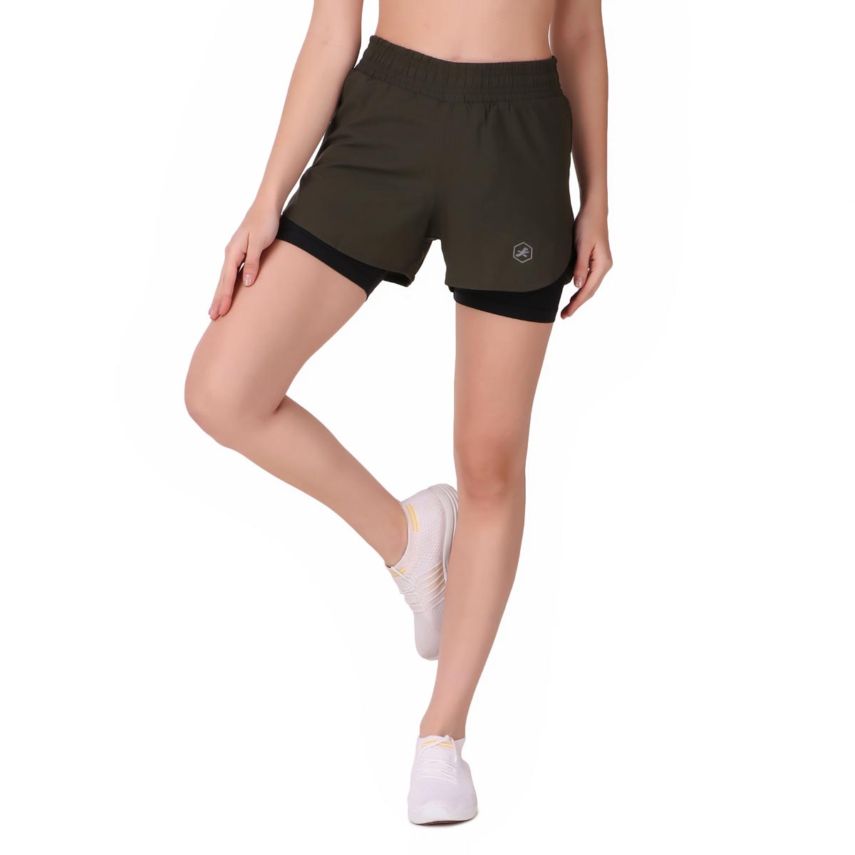 Performance Shorts For Women With Inbuilt Tights (Olive