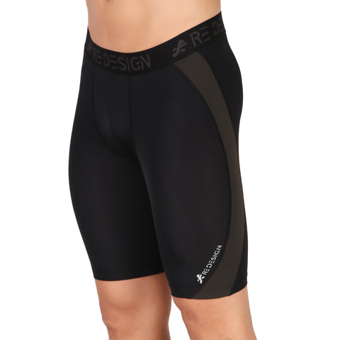 Nylon DC Curve Compression Shorts and Half Tights For Men (BLACK/GREEN)