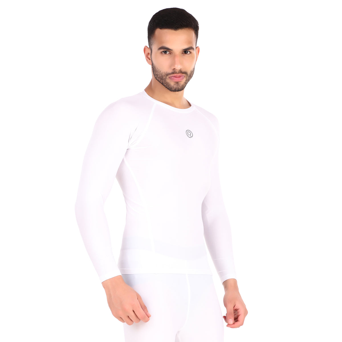 Recharge Polyester Compression Top Full Sleeve (White)