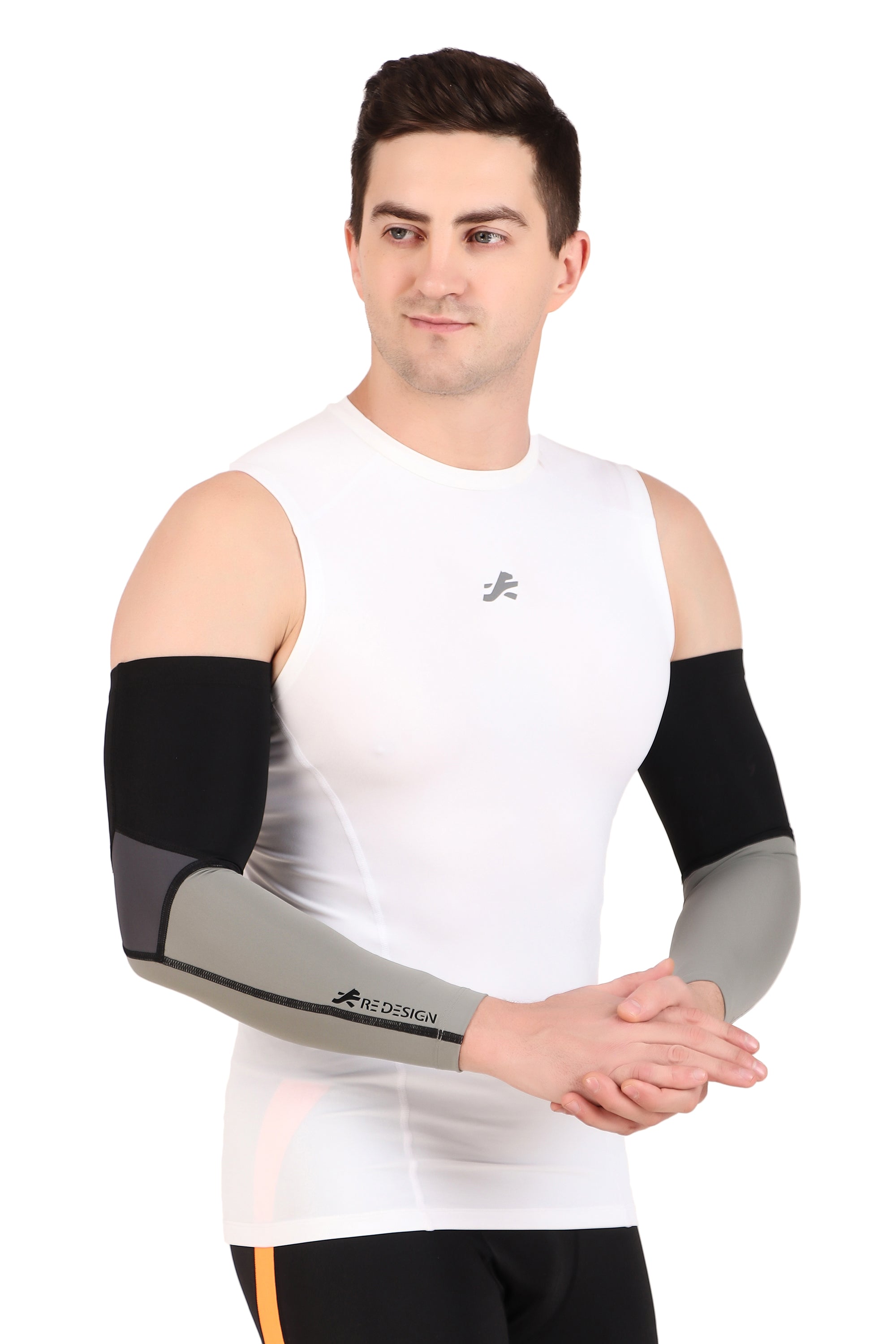 Nylon Compression Arm Sleeves (Black/Dark Grey/Light Grey)