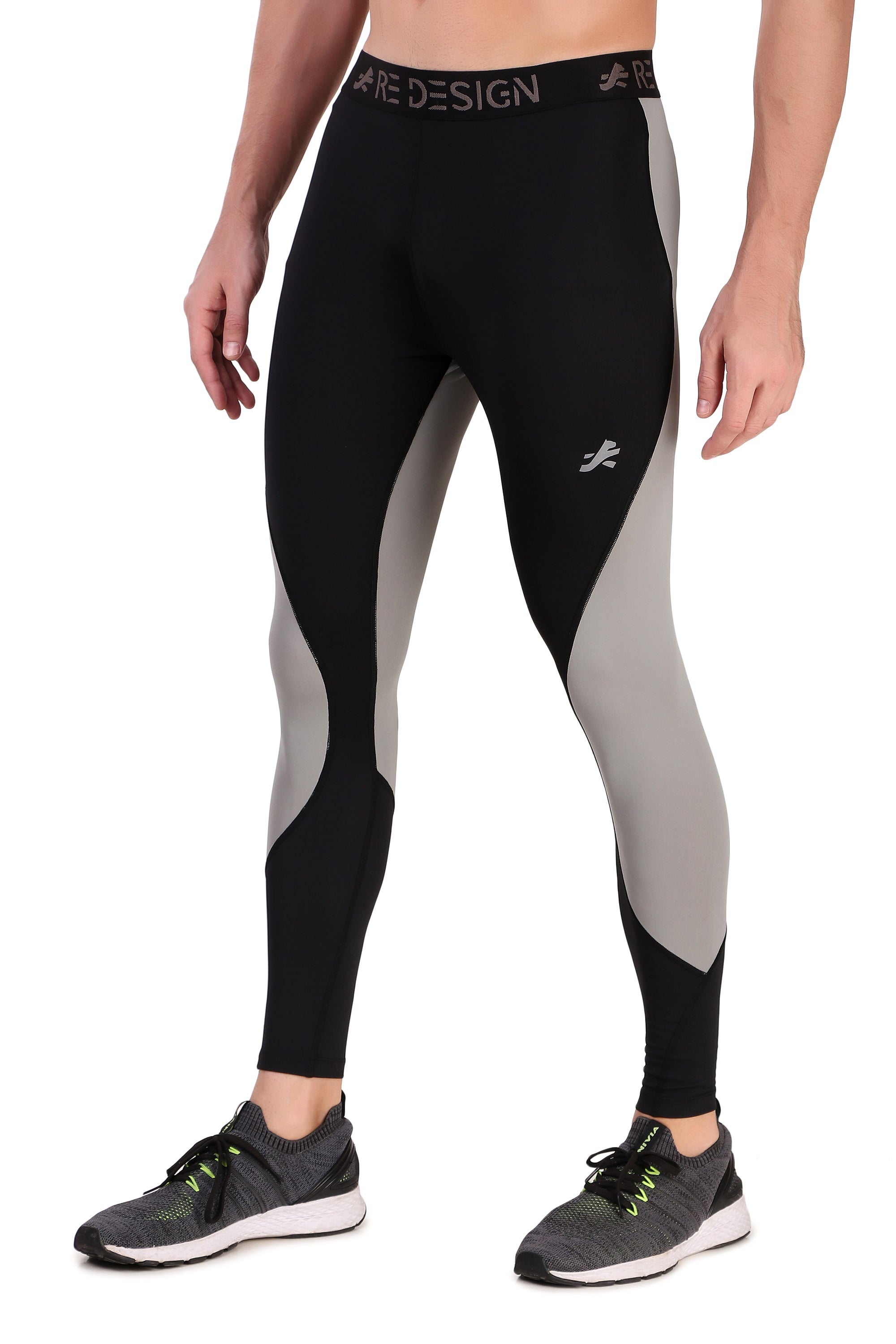 Nylon PB Series Compression Pant and Full Tights For Men (Black/L.Grey)