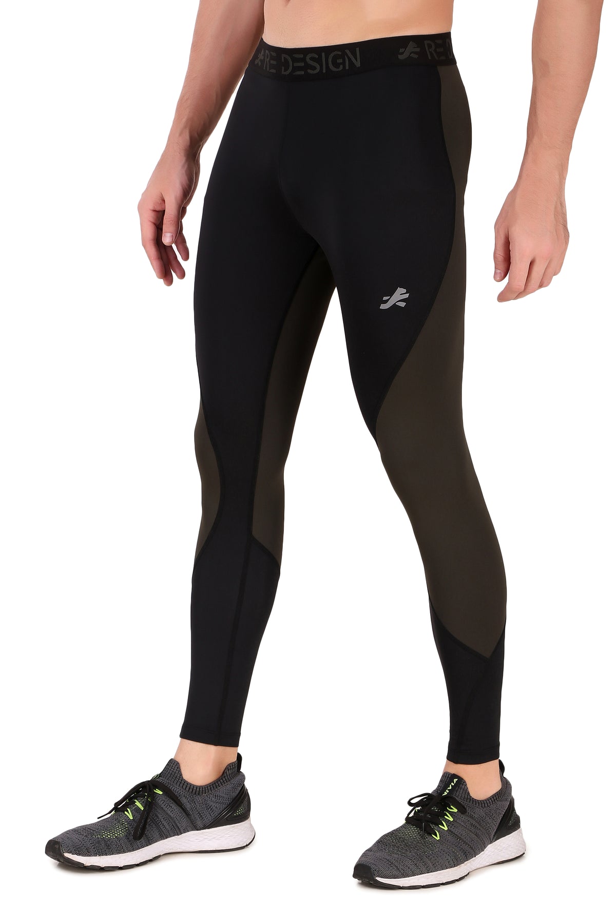 Nylon PB Series Compression Pant and Full Tights For Men (Black/Olive)