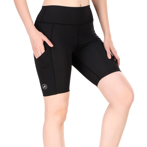 Nylon Compression Shorts For Women (Black)
