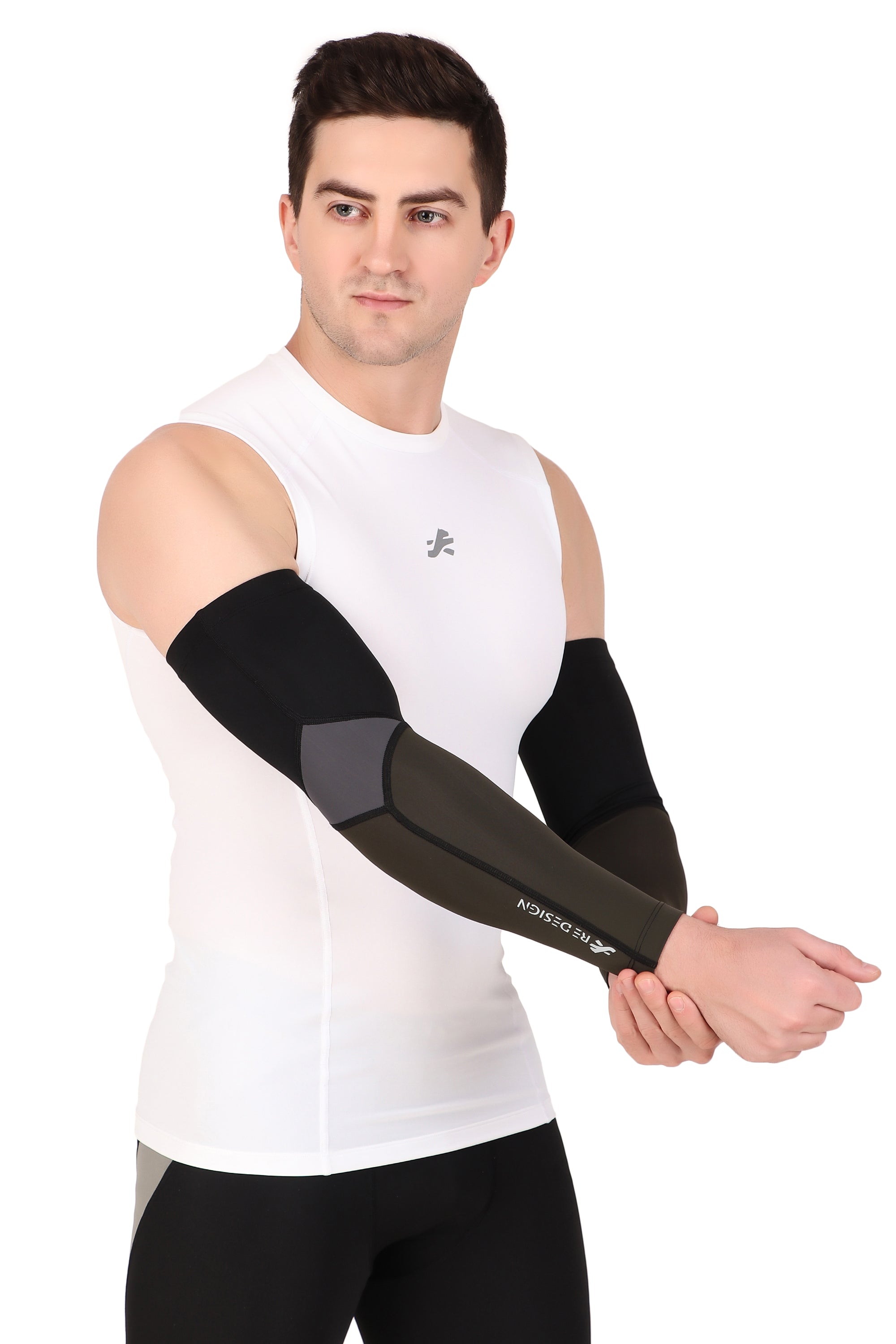 Nylon Compression Arm Sleeves For Men and Women (BLACK) – ReDesign Sports