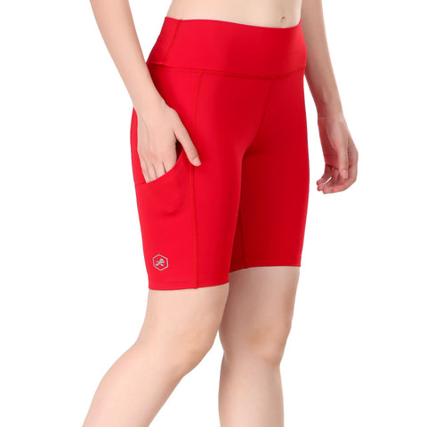 Nylon Compression Shorts For Women (Red)
