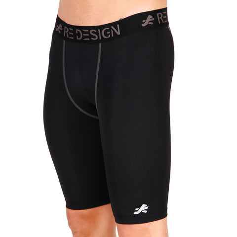Nylon Compression Shorts and Half Tights For Men (Black)