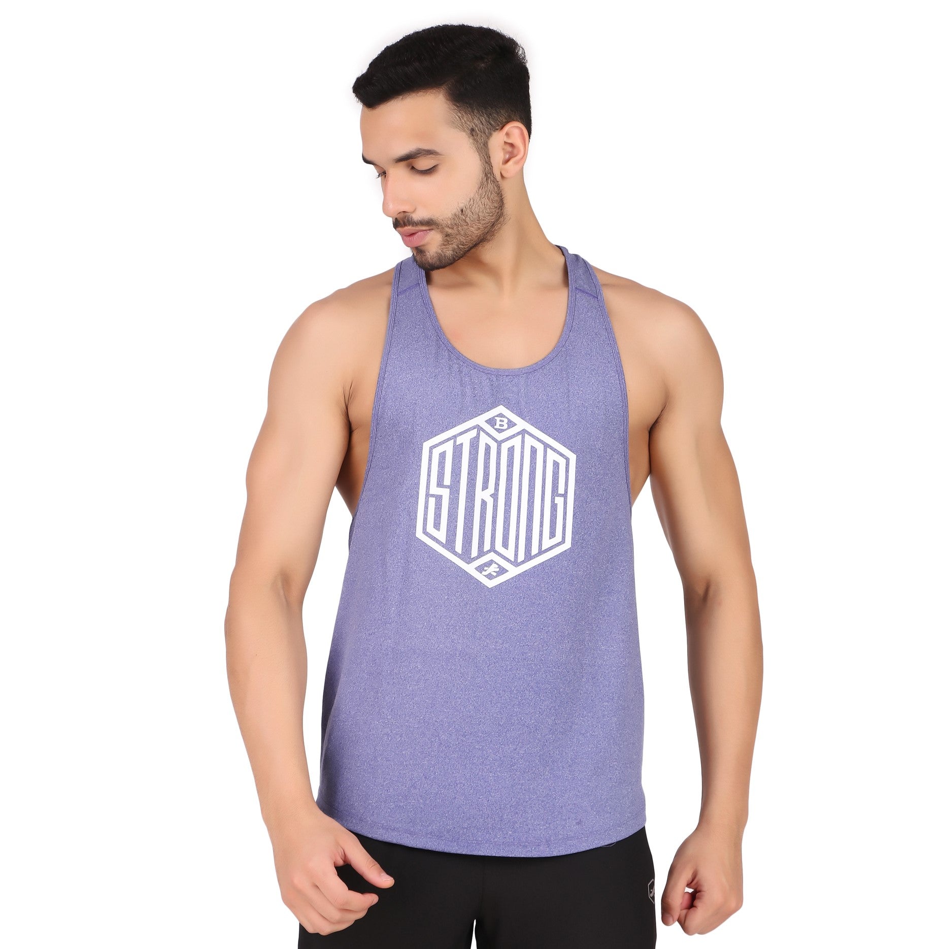 Gym Stringer For Men (Blue Heather) – ReDesign Sports