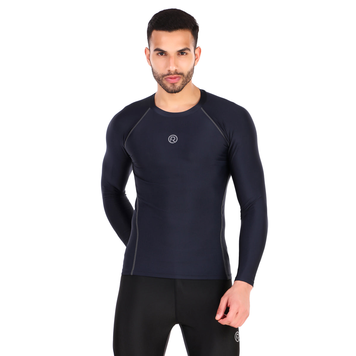 Recharge Polyester Compression Top Full Sleeve (Navy Blue)