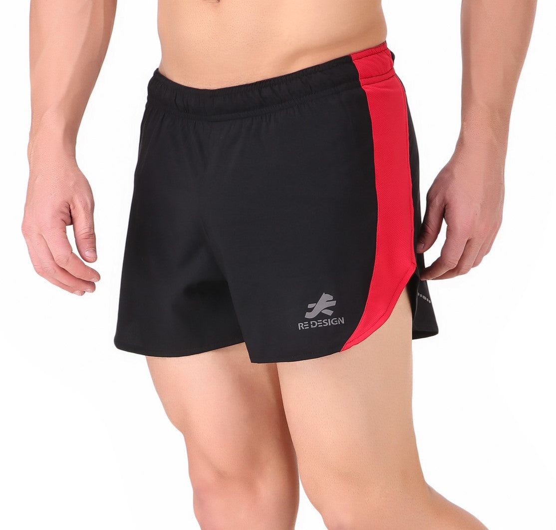 3" Ultra Running Marathon Split Shorts For Men (Black/Red)