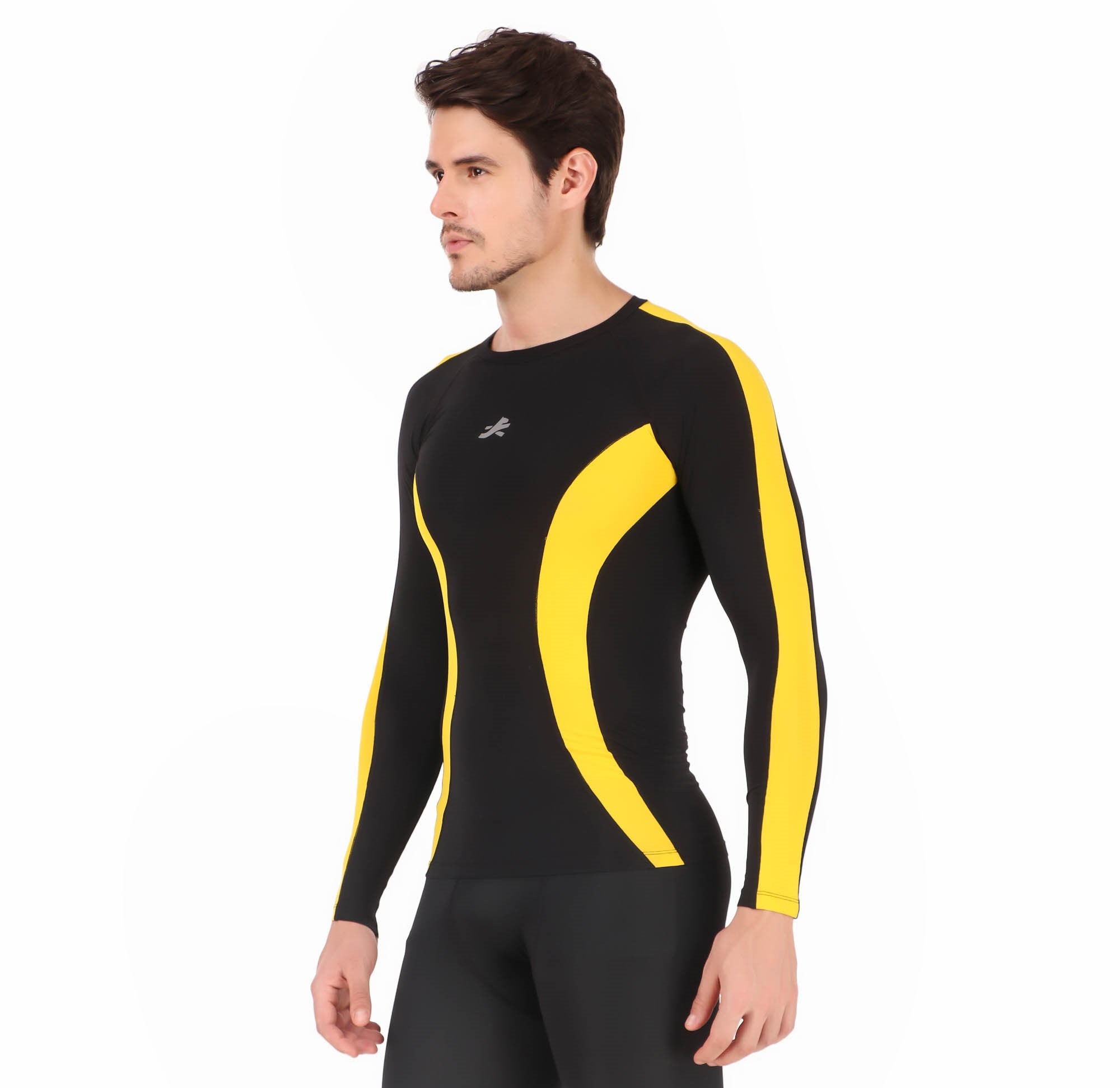 ReDesign Nylon Compression Top Full Sleeve (BLACK/YELLOW)