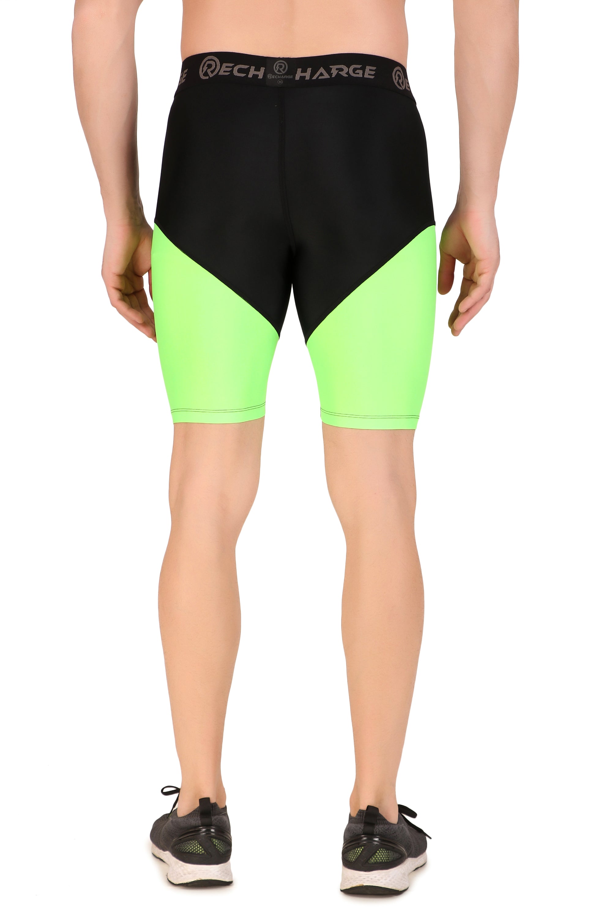 Men's DC Polyester Compression Shorts (Black/Neon Green