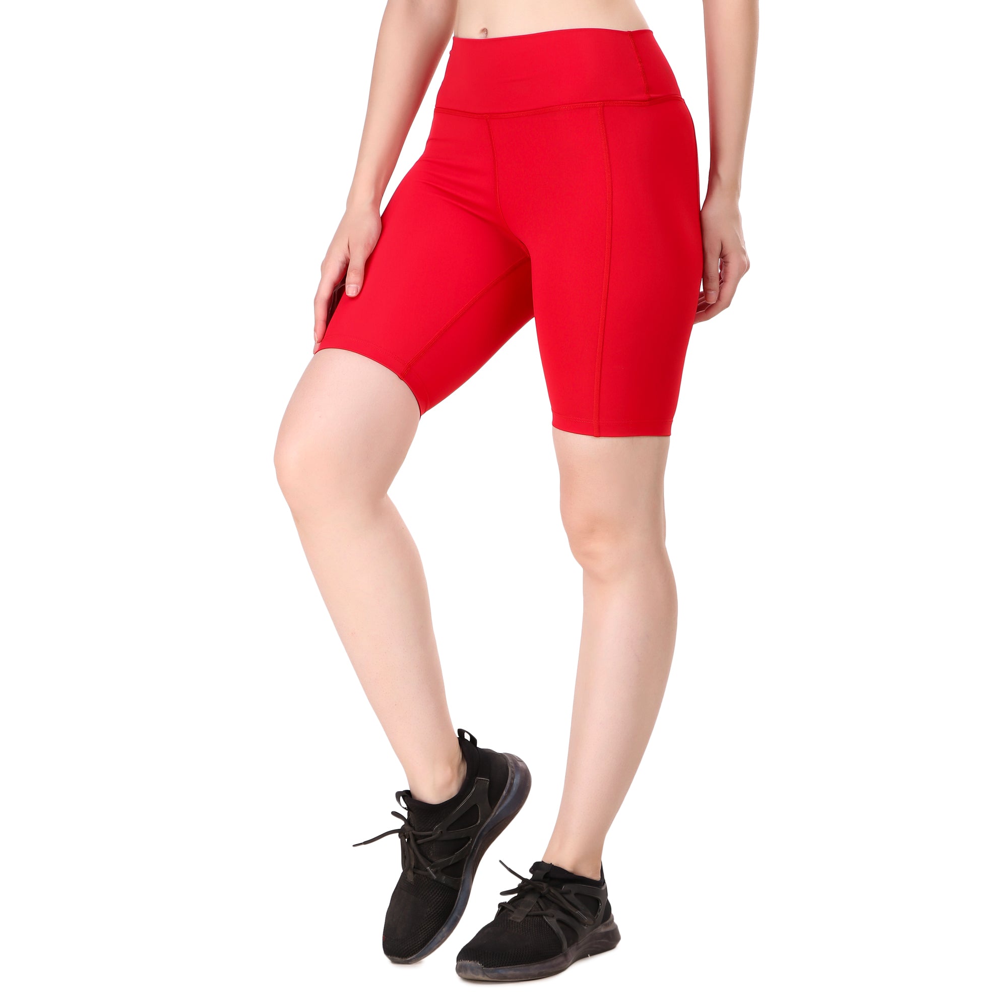 Nylon Compression Shorts For Women (Red)