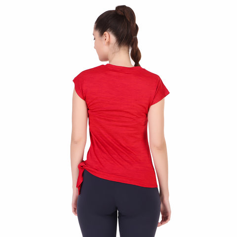 Mega Sleeve Side Knot Tshirt For Women (Red)