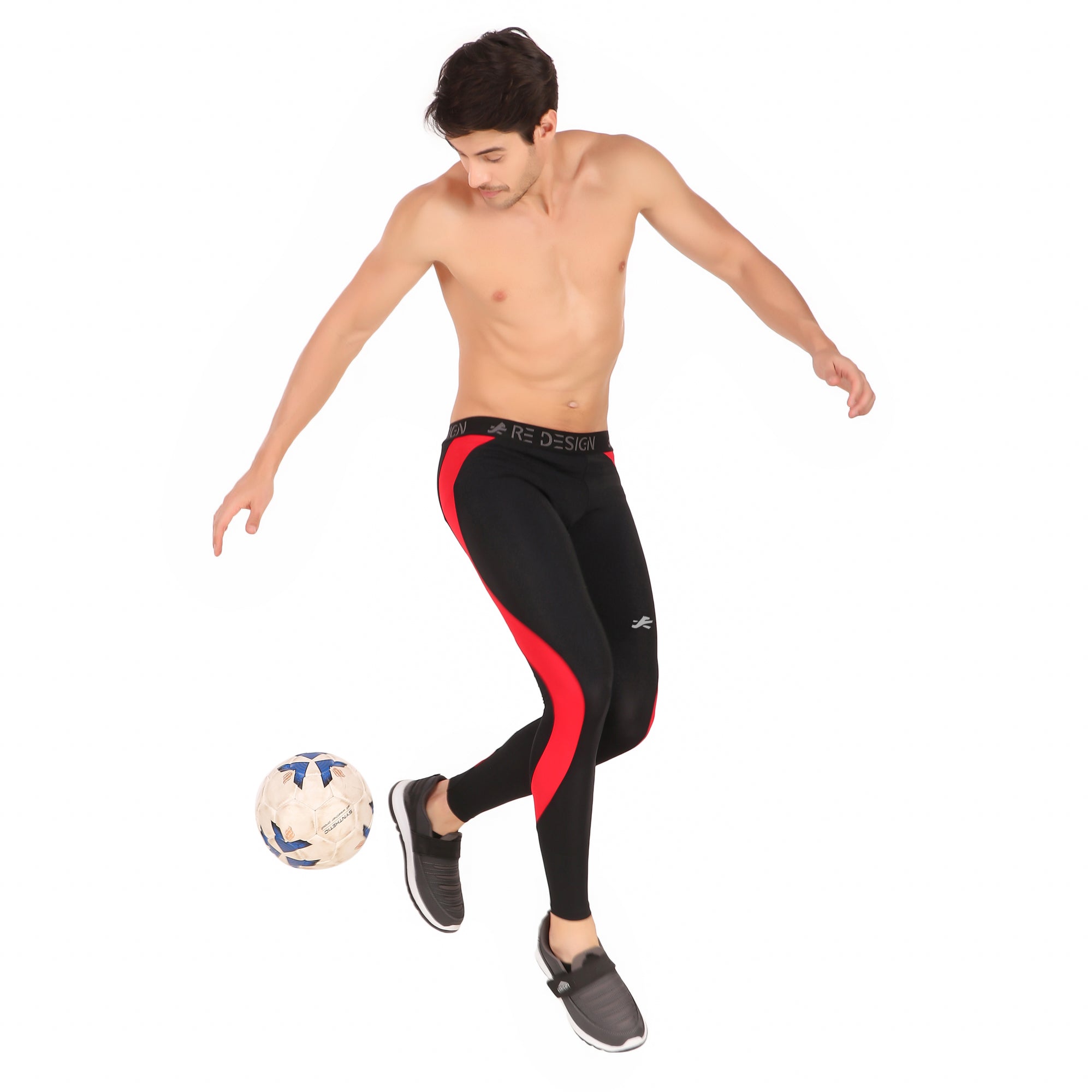Nylon Compression Pant and Full Tights For Men (BLACK/RED)