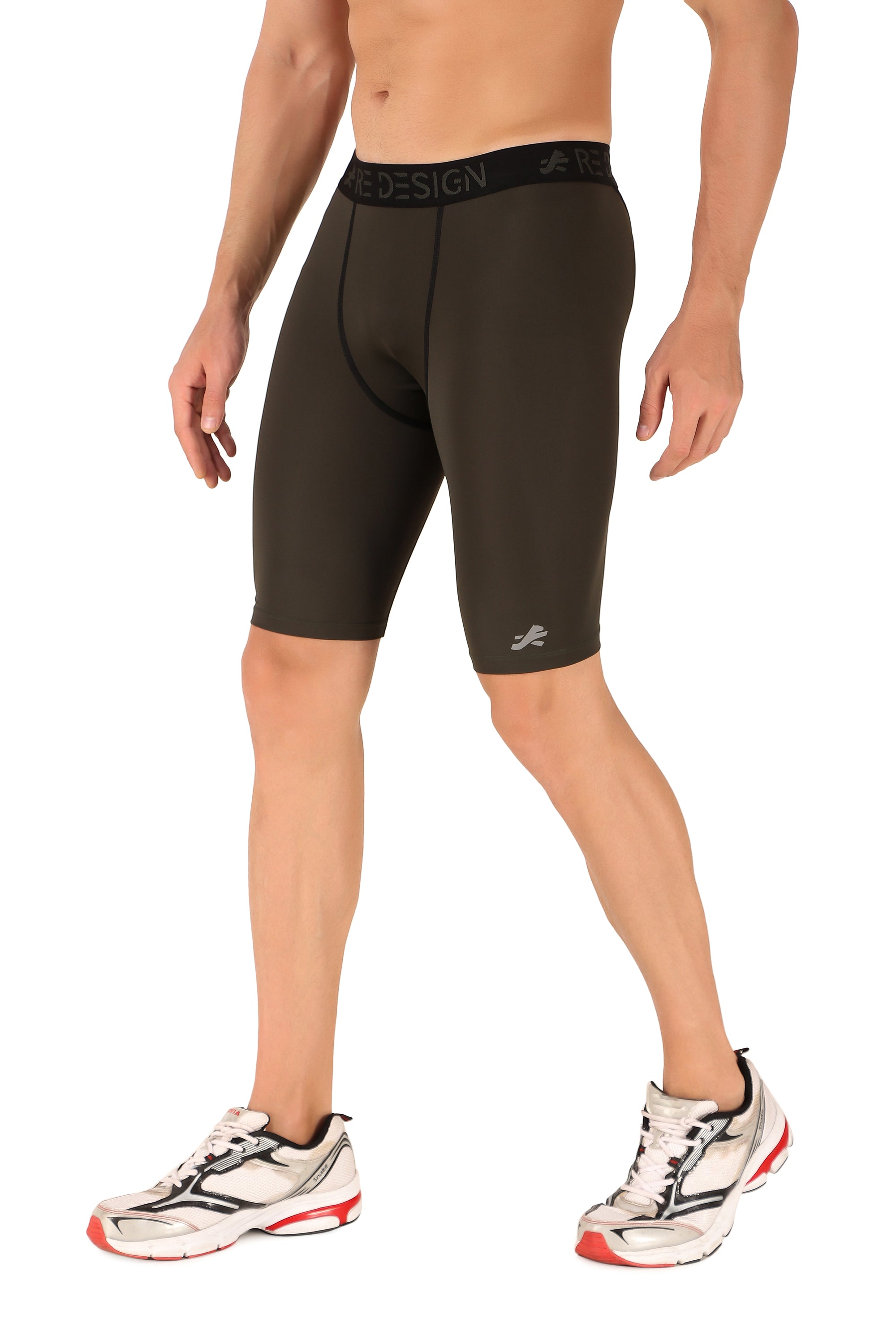 Men's Nylon Compression Shorts and Half Tights (Military Green)