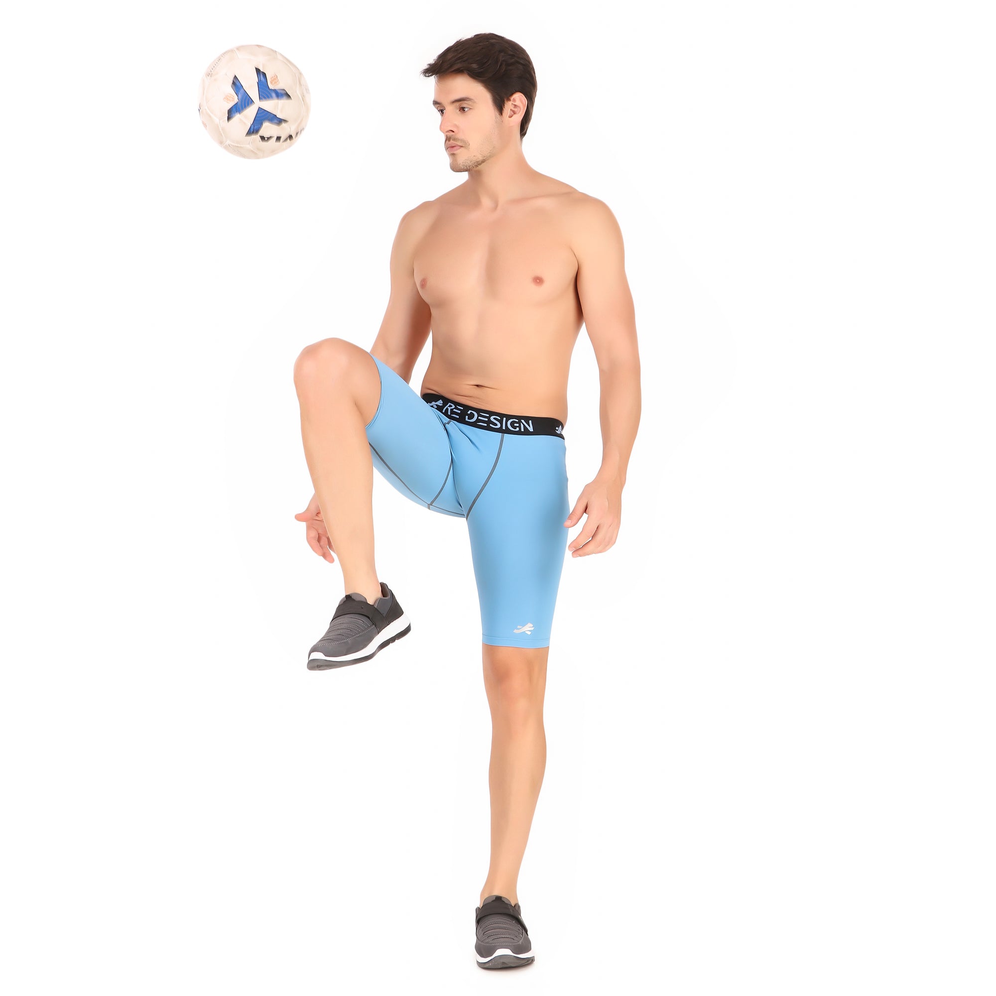 Nylon Compression Shorts and Half Tights For Men (Sky Blue)
