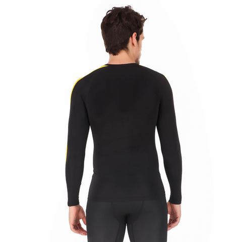 Nylon DC Compression Tshirt Fullsleeves Tights For Men (Black/Yellow)