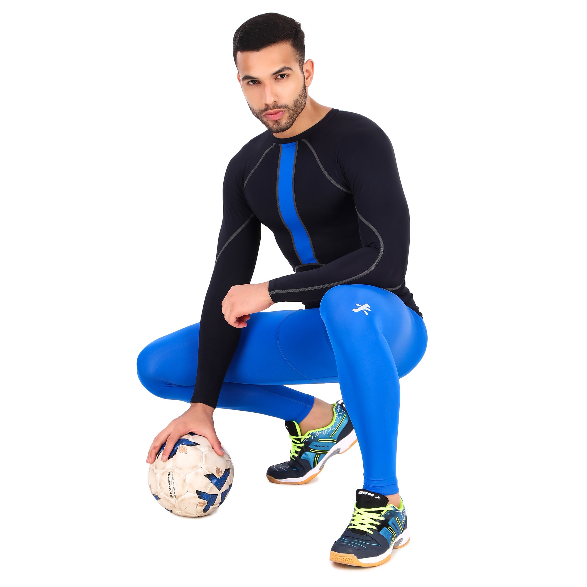 Nylon Compression Pant and Full Tights For Men (Royal Blue) Small 30