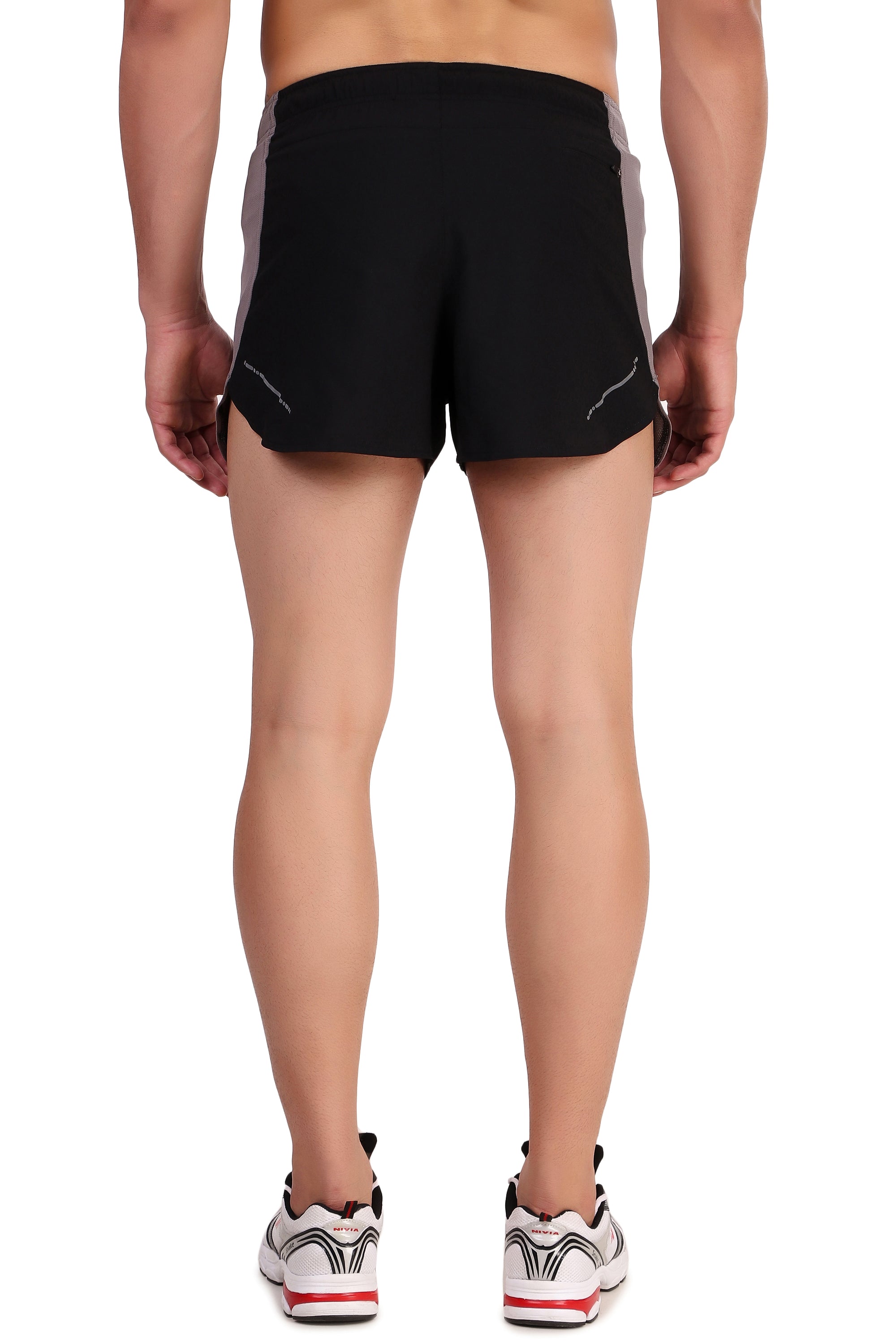 3" Ultra Running Marathon Split Shorts For Men (Black/Beige)