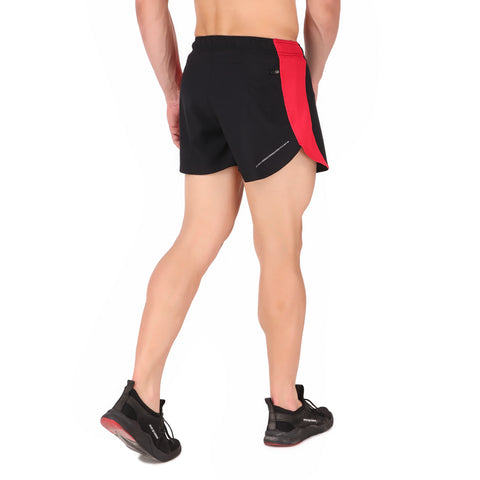 3" Ultra Running Marathon Split Shorts For Men (Black/Red)