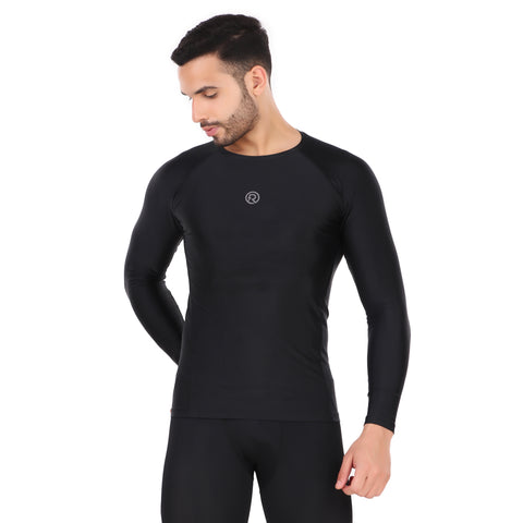 Recharge Polyester Compression Tshirt Full Sleeves (Black)