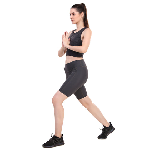 Nylon Compression Shorts For Women (Dark Grey)