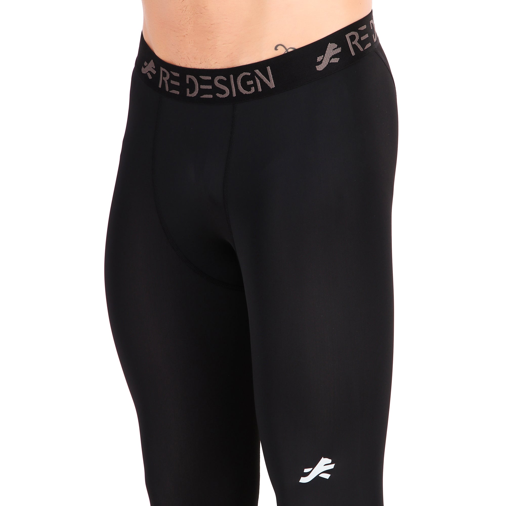 Nylon Compression Pant and Full Tights For Men (Black)