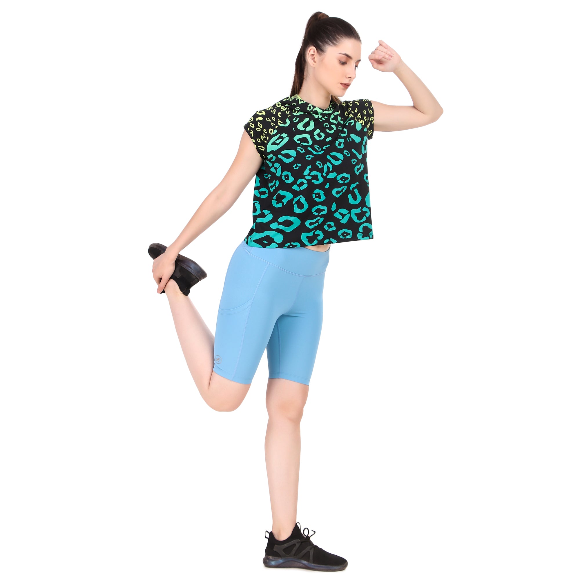 Nylon Compression Shorts For Women (Aqua)
