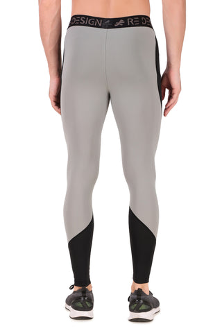 Nylon PB Series Compression Pant and Full Tights For Men (Black/L.Grey)