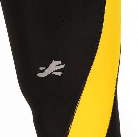 Nylon Compression Pant and Full Tights For Men (BLACK/YELLOW)