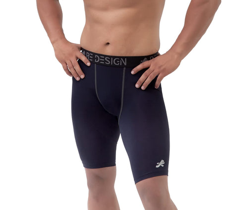 Nylon Compression Shorts and Half Tights For Men (Navy)