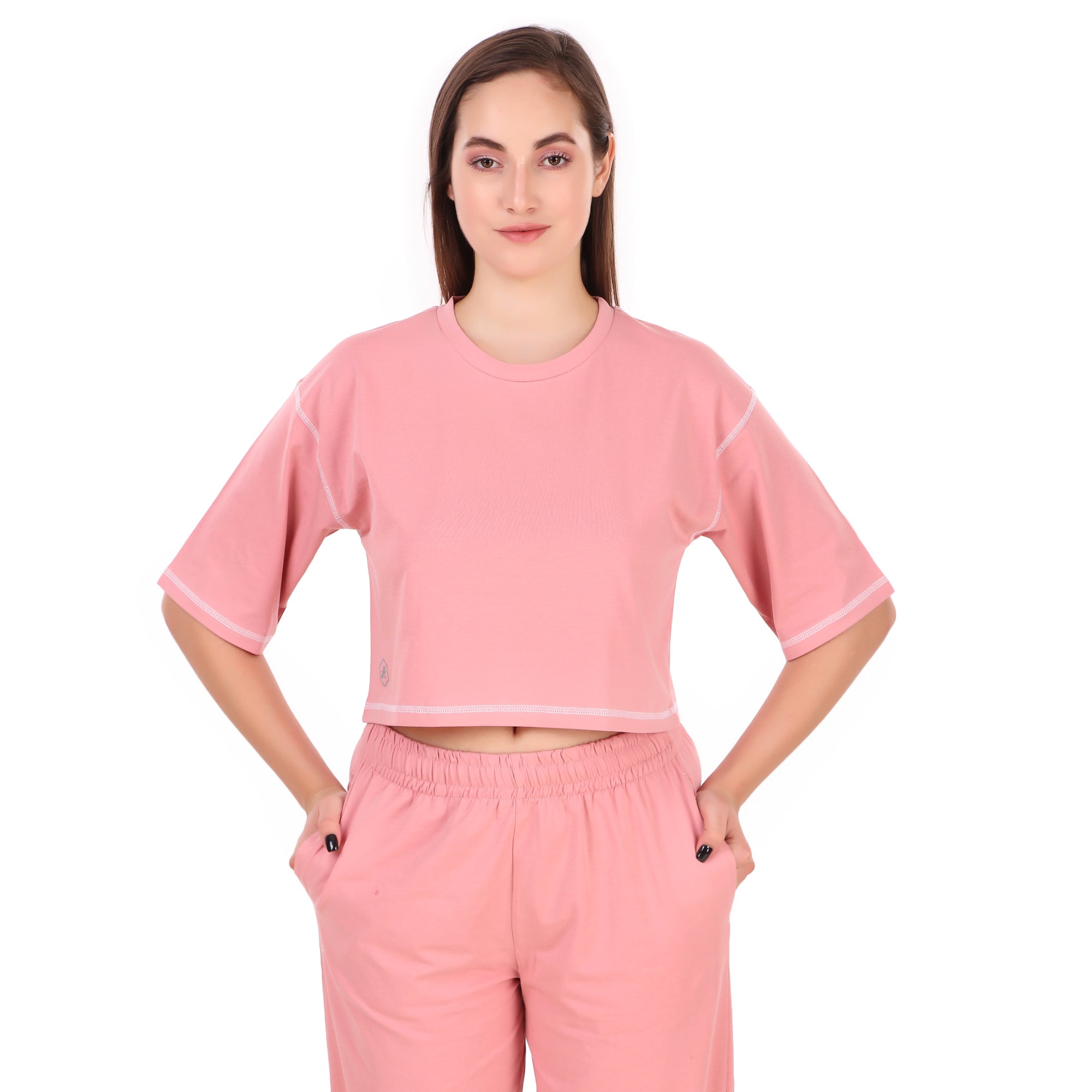 Cotton Crop Top For Women (Soft Pink)