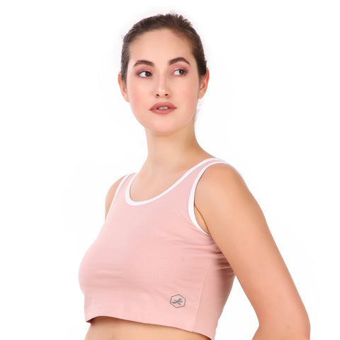 Cotton Crop Tank Top For Women (Pink)