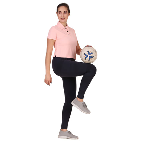 Activewear Polo Crop Top For Women (Light Pink)